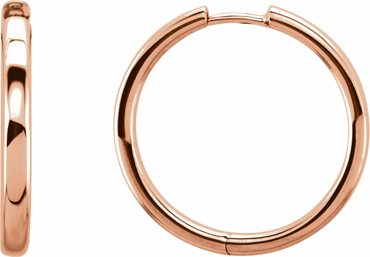 14K Rose 29 mm Hinged Hoop Earrings