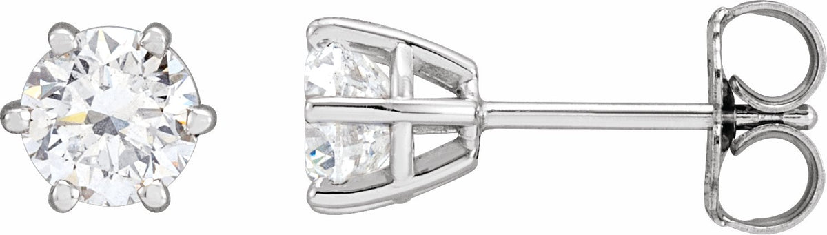 14K White 5 mm I1 1 CTW Diamond 6-Prong Wire Basket Earrings