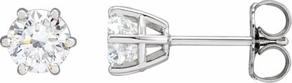 14K White 5 mm I1 1 CTW Diamond 6-Prong Wire Basket Earrings