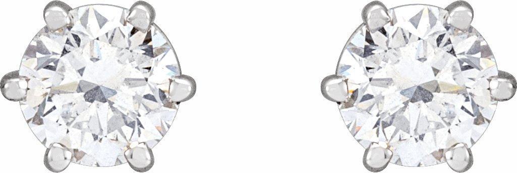 14K White 5 mm I1 1 CTW Diamond 6-Prong Wire Basket Earrings