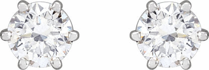 14K White 5 mm I1 1 CTW Diamond 6-Prong Wire Basket Earrings