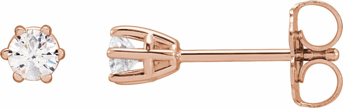 14K Rose 3 mm I2 1/5 CTW Diamond 6-Prong Wire Basket Earrings