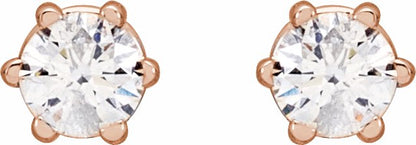 14K Rose 3 mm I2 1/5 CTW Diamond 6-Prong Wire Basket Earrings