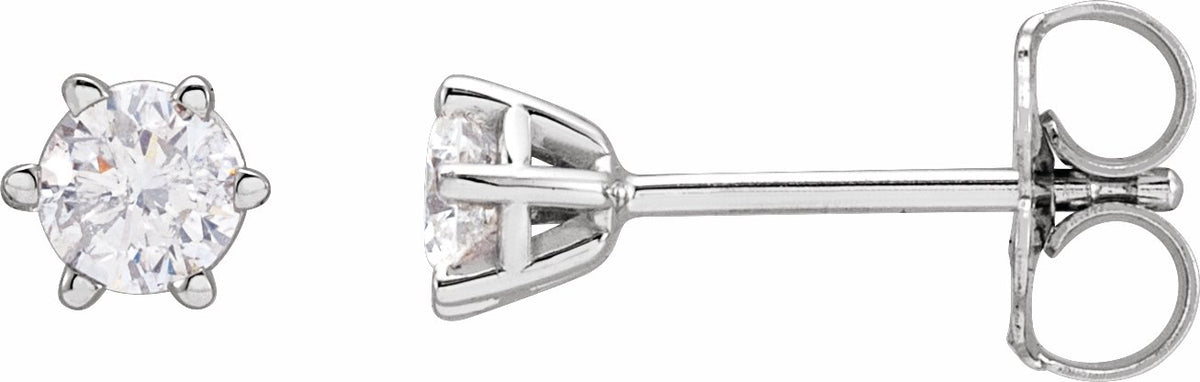 14K White 3.4 mm I2 1/3 CTW Diamond 6-Prong Wire Basket Earrings