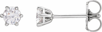 14K White 3.4 mm I2 1/3 CTW Diamond 6-Prong Wire Basket Earrings