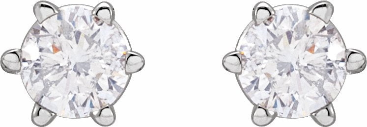 14K White 3.4 mm I2 1/3 CTW Diamond 6-Prong Wire Basket Earrings