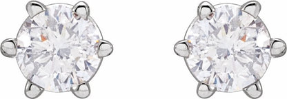 14K White 3.4 mm I2 1/3 CTW Diamond 6-Prong Wire Basket Earrings