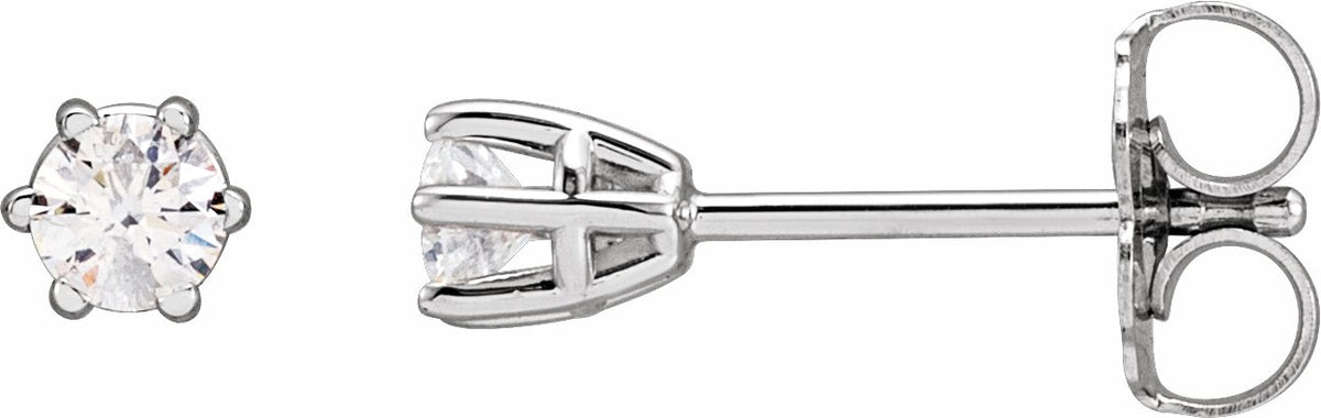 14K White 3 mm I3 1/5 CTW Diamond 6-Prong Wire Basket Earrings