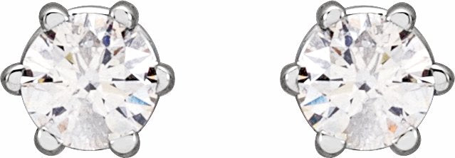 14K White 3 mm I3 1/5 CTW Diamond 6-Prong Wire Basket Earrings