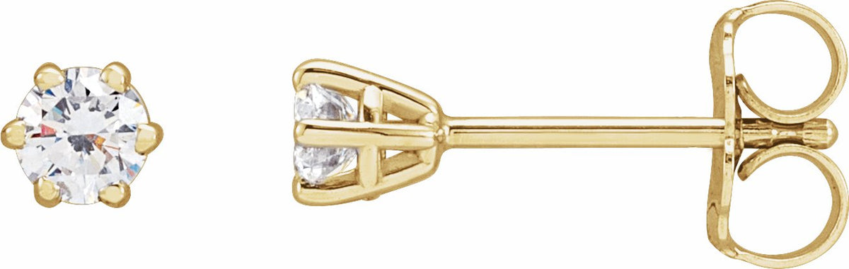 14K Yellow 3.2 mm I3 1/4 CTW Diamond 6-Prong Wire Basket Earrings