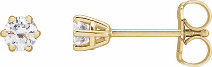 14K Yellow 3.2 mm I3 1/4 CTW Diamond 6-Prong Wire Basket Earrings