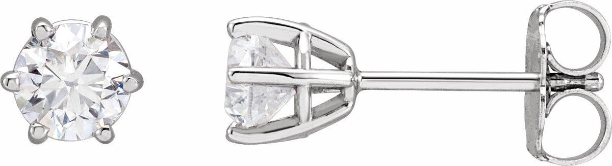 14K White 4.5 mm I3 3/4 CTW Diamond 6-Prong Wire Basket Earrings