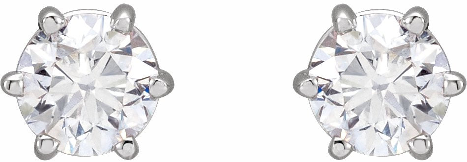 14K White 4.5 mm I3 3/4 CTW Diamond 6-Prong Wire Basket Earrings