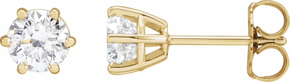 14K Yellow 5 mm SI2-SI3 1 CTW Diamond 6-Prong Wire Basket Earrings