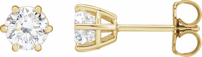 14K Yellow 5 mm SI2-SI3 1 CTW Diamond 6-Prong Wire Basket Earrings
