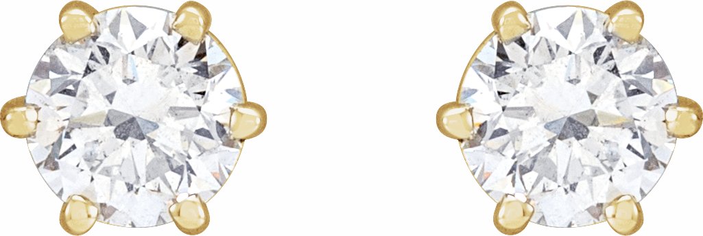 14K Yellow 5 mm SI2-SI3 1 CTW Diamond 6-Prong Wire Basket Earrings