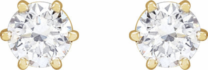 14K Yellow 5 mm SI2-SI3 1 CTW Diamond 6-Prong Wire Basket Earrings