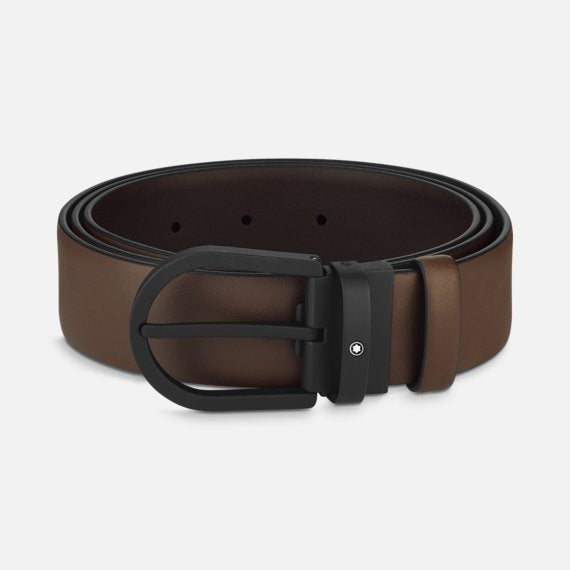 Montblanc Horseshoe Buckle Brown 35 Mm Leather Belt