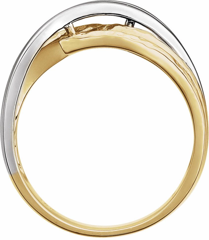 14K Yellow Overlap Hammered Ring