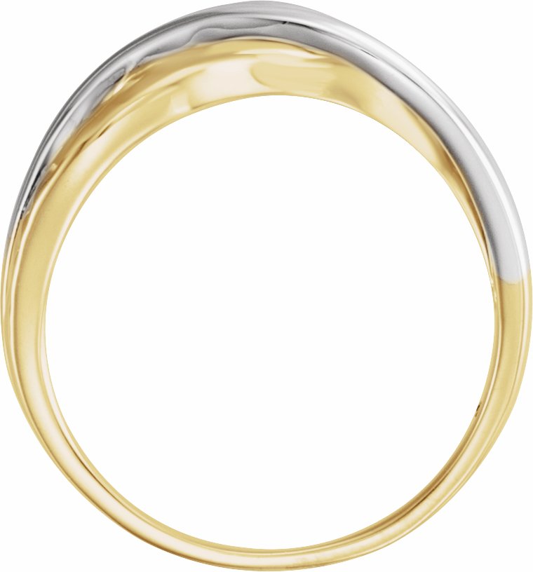 Rhodium-Plated 14K Yellow Overlap Hammered Ring