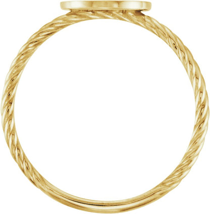14K Yellow Round Engravable Rope Ring
