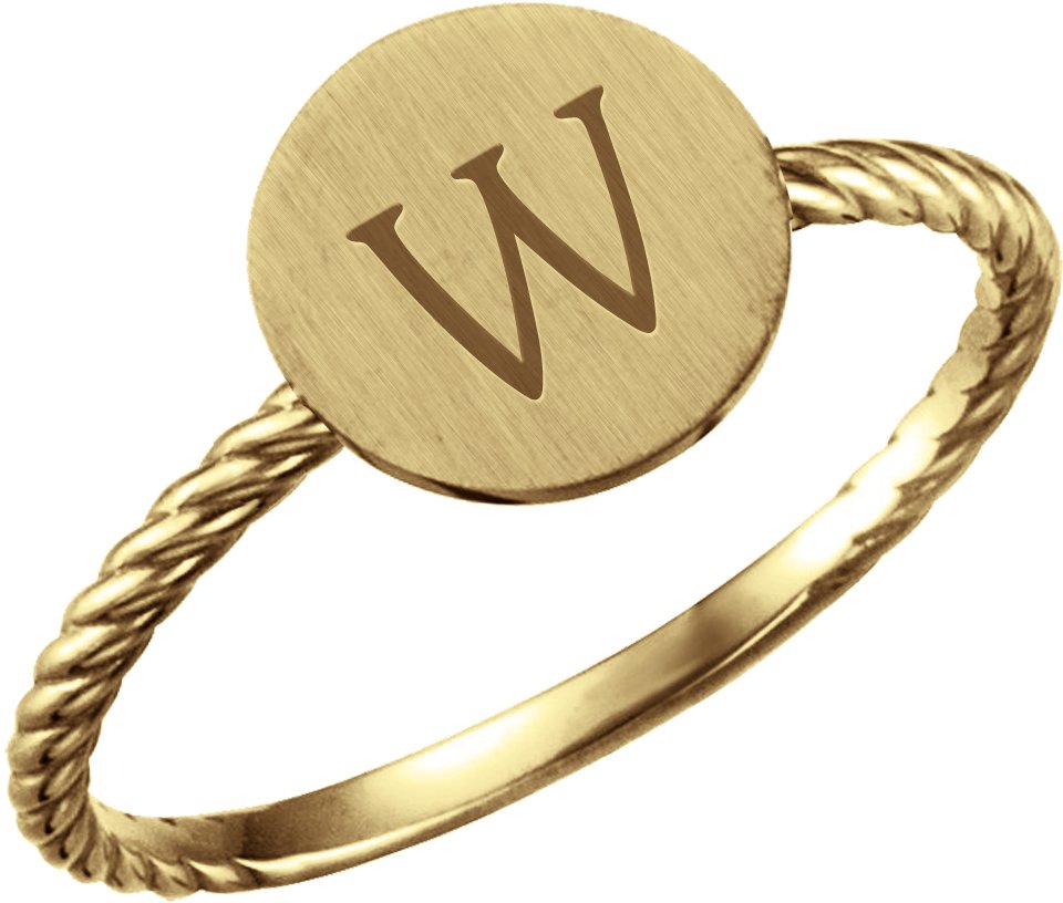 14K Yellow Round Engravable Rope Ring