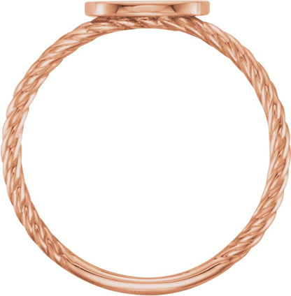 14K Rose Antique Engravable Rope Ring