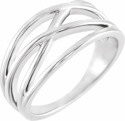 14K White 10.2 mm Criss-Cross Ring