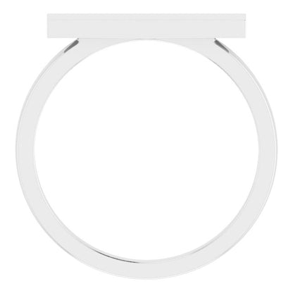 14K White 16x4 mm Rectangle Signet Ring