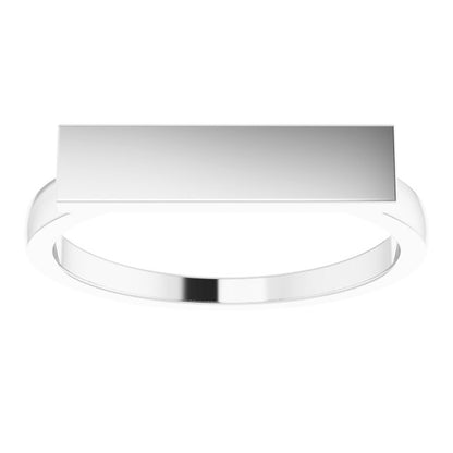 14K White 16x4 mm Rectangle Signet Ring
