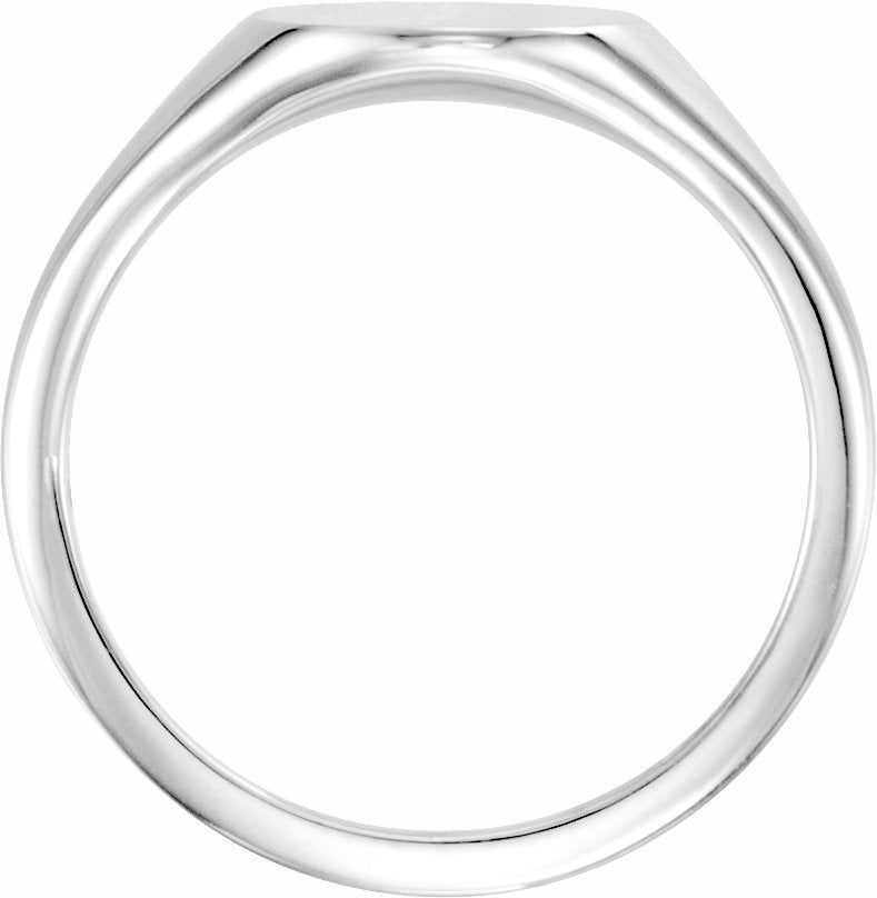 14K White 11x9 mm Oval Signet Ring