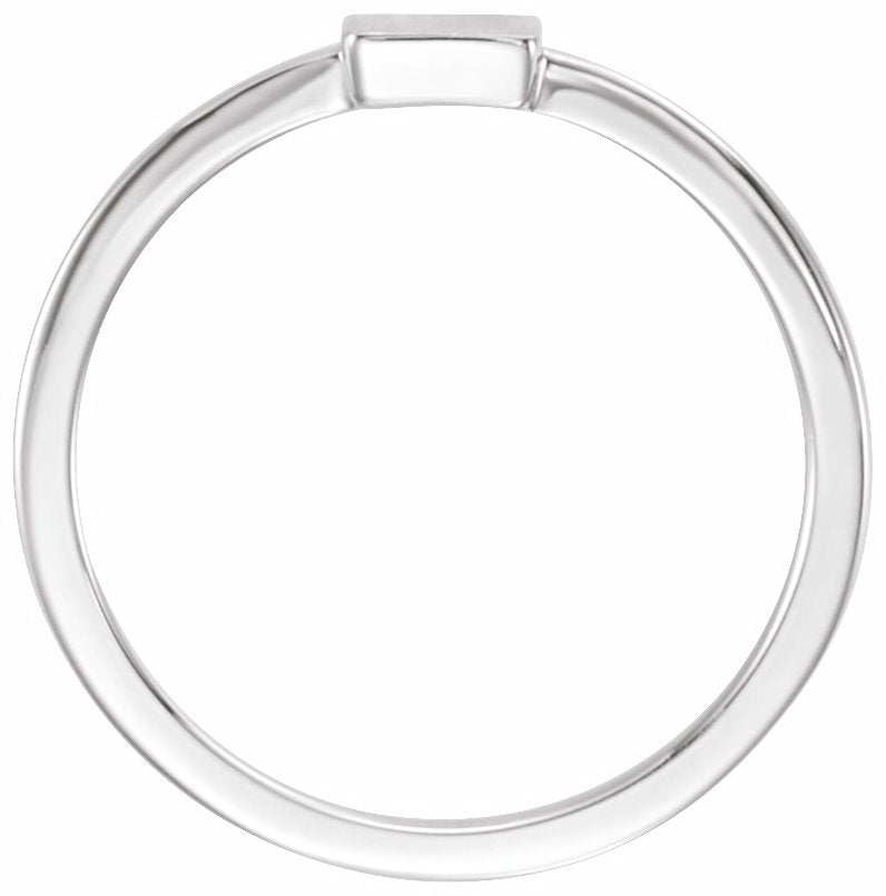 14K White 7x5 mm Rectangle Signet Ring