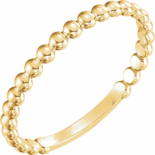 14K Yellow 2 mm Stackable Bead Ring