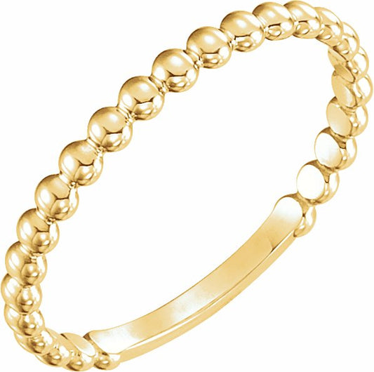 14K Yellow 2 mm Stackable Bead Ring