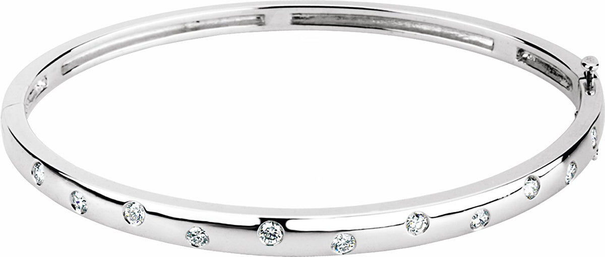 14K White 1/2 CTW Diamond Bangle Bracelet