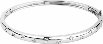 14K White 1/2 CTW Diamond Bangle Bracelet