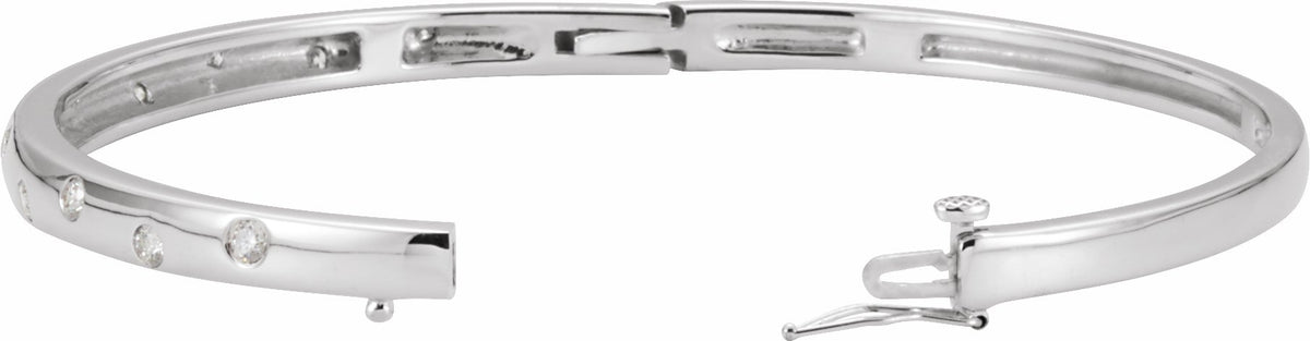 14K White 1/2 CTW Diamond Bangle Bracelet
