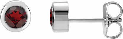 14K White 4 mm Round Genuine Mozambique Garnet Birthstone Earrings