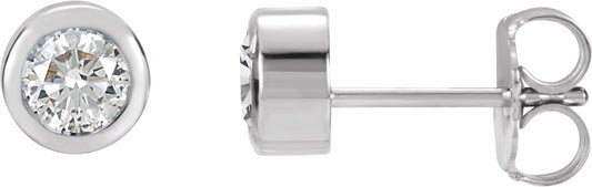 14K White 4 mm Round Genuine White Sapphire Birthstone Earrings