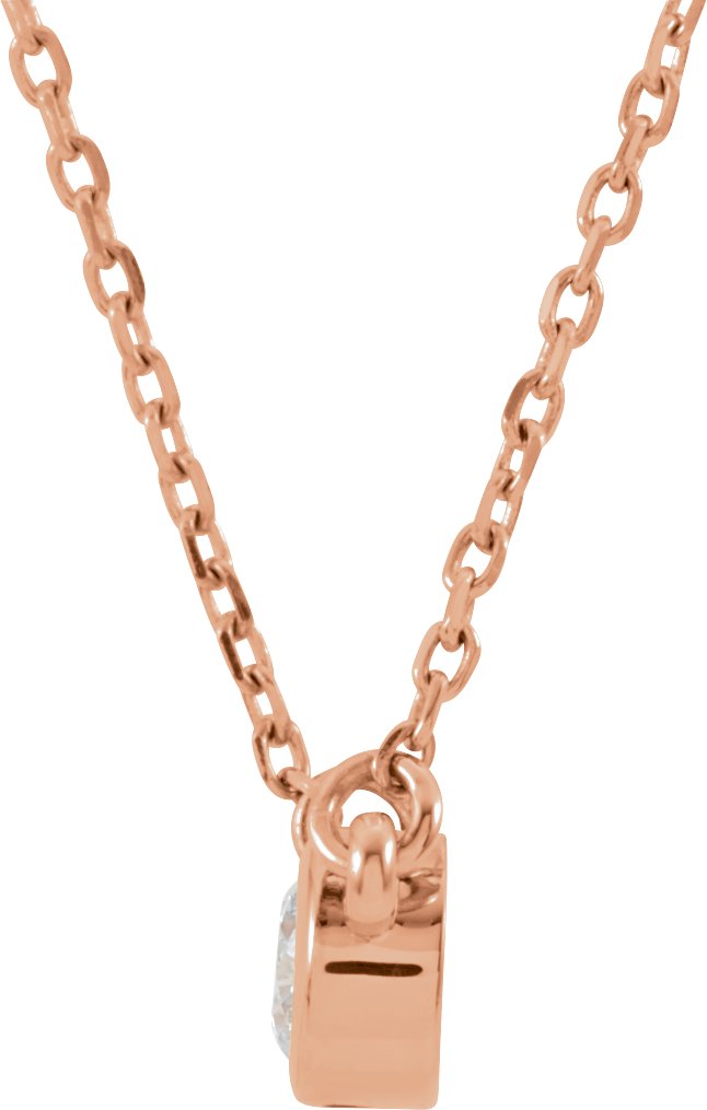 14K Rose 1/6 CT Diamond Solitaire 18 Necklace