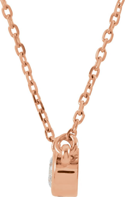 14K Rose 1/6 CT Diamond Solitaire 18 Necklace