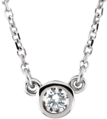 14K White 1/6 CT Diamond Solitaire 18 Necklace