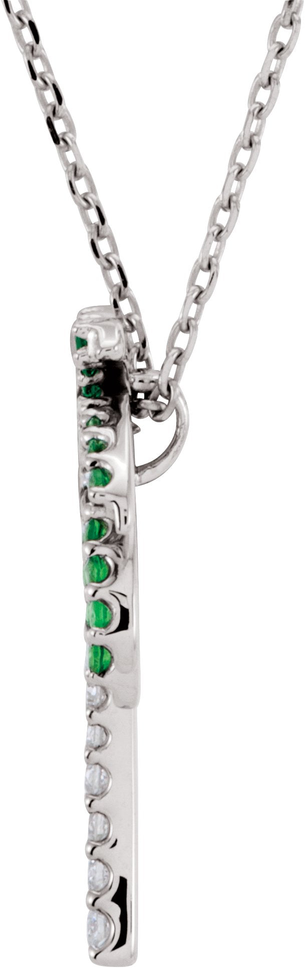 14K White Tsavorite Garnet & .08 CTW Diamond 16 Necklace