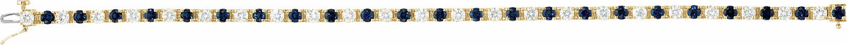 14K Yellow Blue Sapphire & 2 3/8 CTW Diamond Line 7 Bracelet