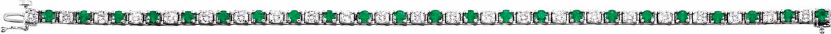 14K White Emerald & 2 1/3 CTW Diamond Line 7  Bracelet