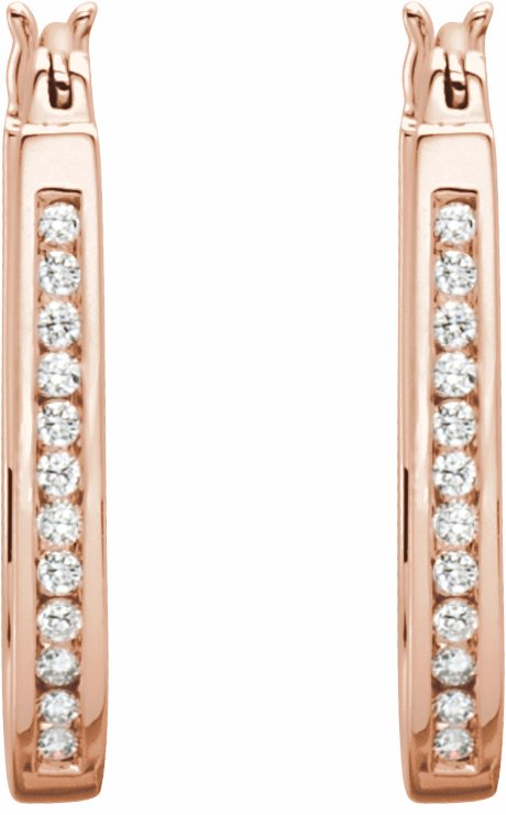 14K Rose 1/2 CTW Diamond Inside-Outside 22.5 mm Hoop Earrings