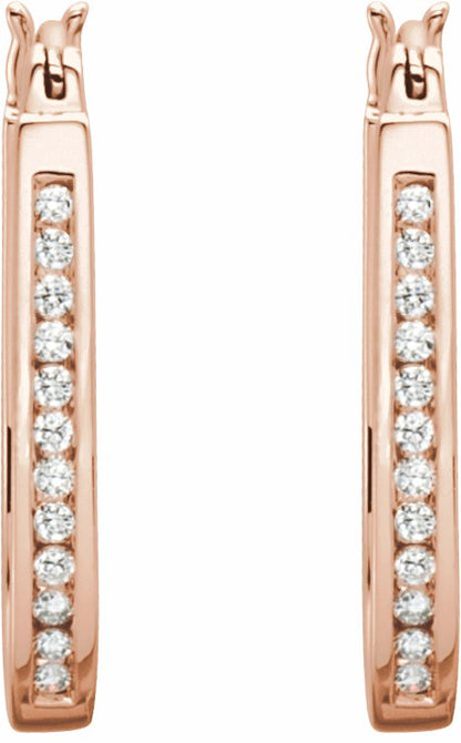 14K Rose 1/2 CTW Diamond Inside-Outside 22.5 mm Hoop Earrings
