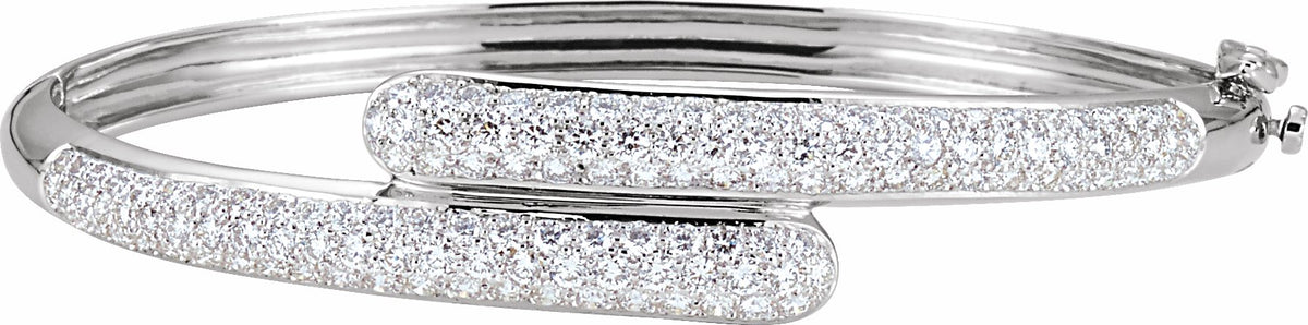 14K White 3 CTW Diamond Bangle Bracelet