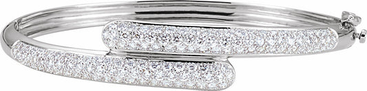 14K White 3 CTW Diamond Bangle Bracelet