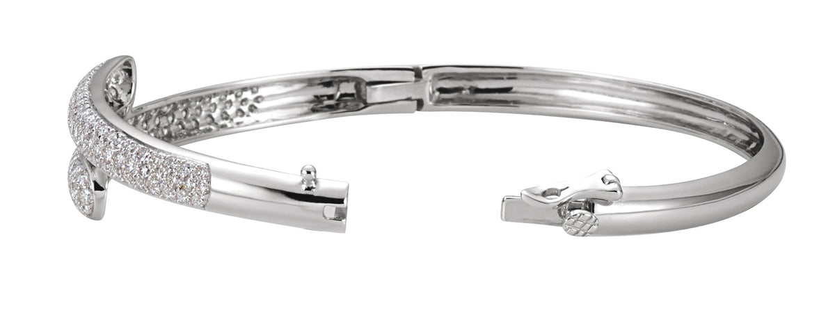 14K White 3 CTW Diamond Bangle Bracelet
